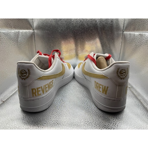 Size 10.5 Nike Air Force 1 Drew League‎ Low Mens White Gold Sneaker AA4083-102 main image 11